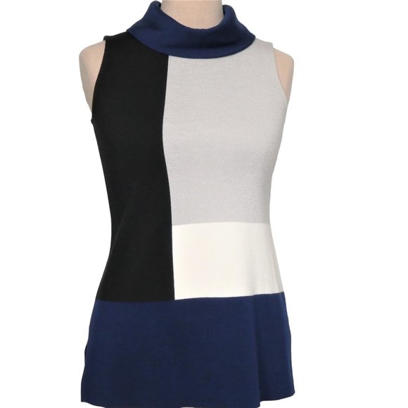 ST. JOHN Multi Color Block Sleeveless Sweater Tunic Size 4 - Picture 1 of 12